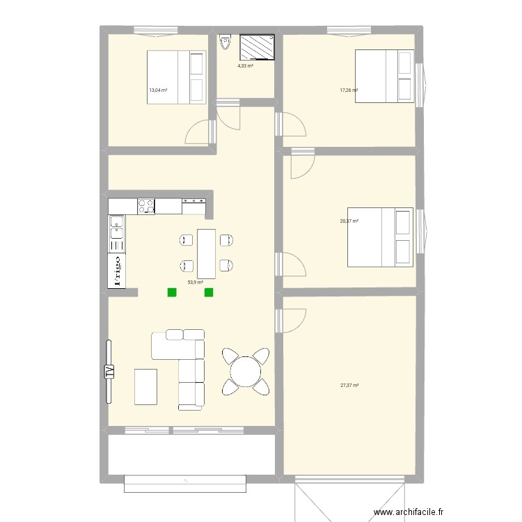 Villa ambounadamna 1. Plan de 6 pièces et 136 m2