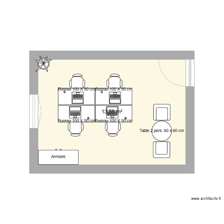 Moi. Plan de 1 pièce et 14 m2