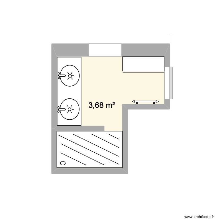 salle de bain 1. Plan de 1 pièce et 4 m2