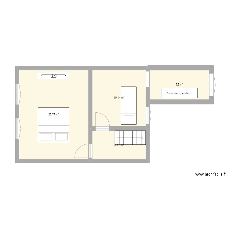 ARRAS Etage. Plan de 4 pièces et 42 m2