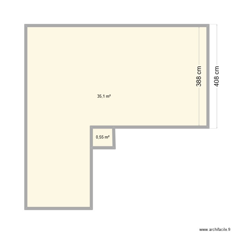 Vierge2. Plan de 2 pièces et 36 m2