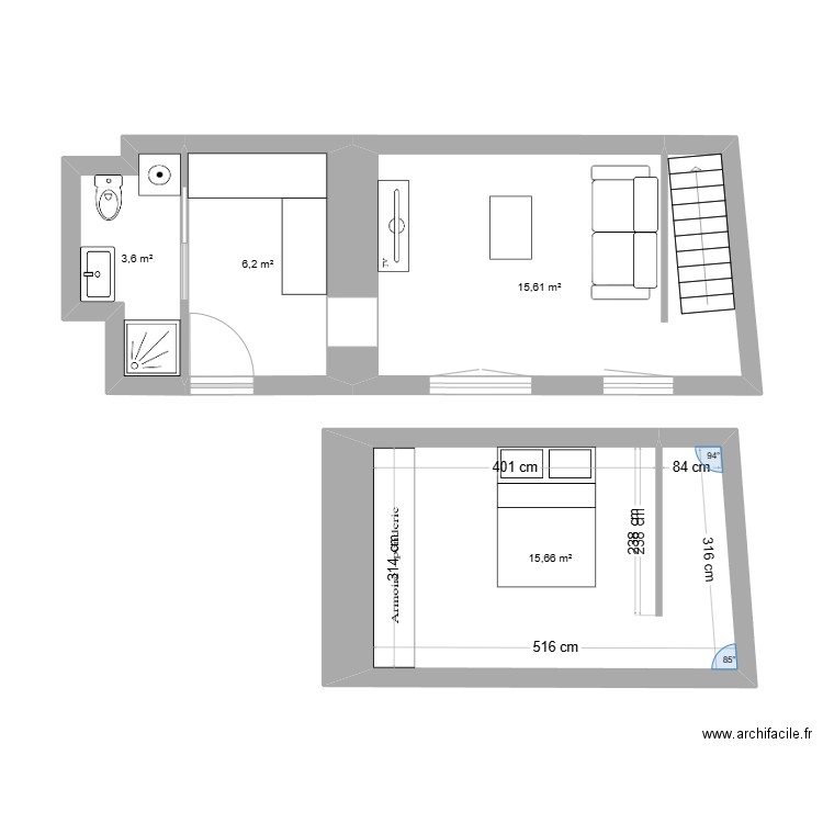 RENAUD. Plan de 4 pièces et 41 m2