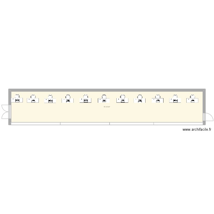 Bureau perf indus 1. Plan de 1 pièce et 61 m2