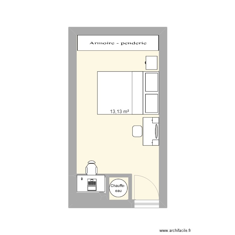 chambre filles. Plan de 1 pièce et 13 m2