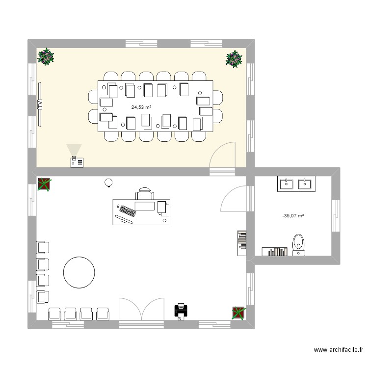 bureau2000. Plan de 2 pièces et 31 m2