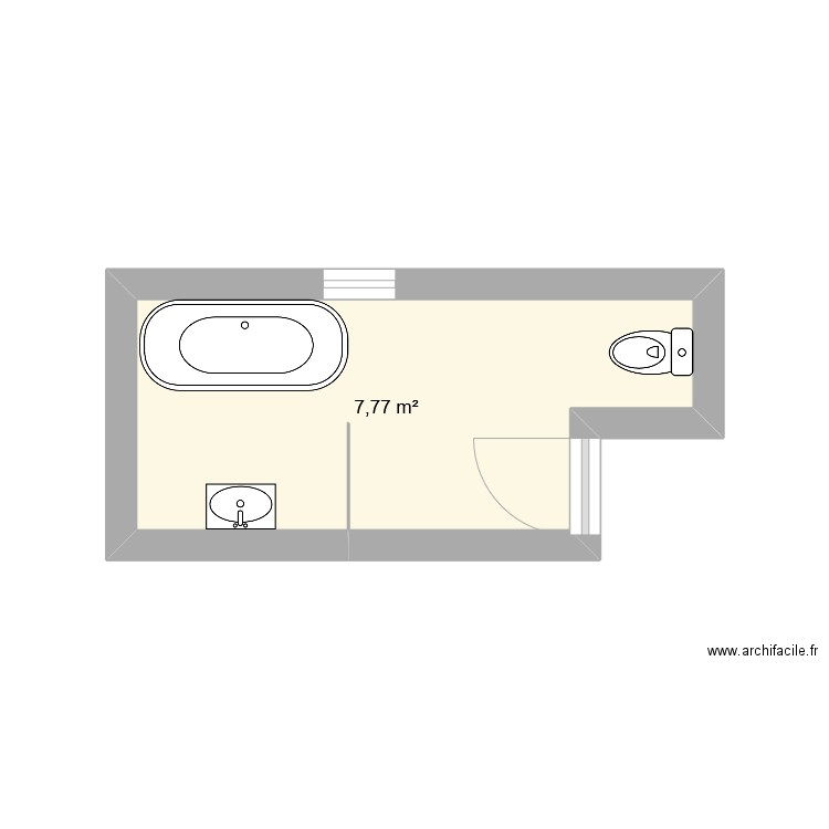 salle de bain. Plan de 1 pièce et 8 m2