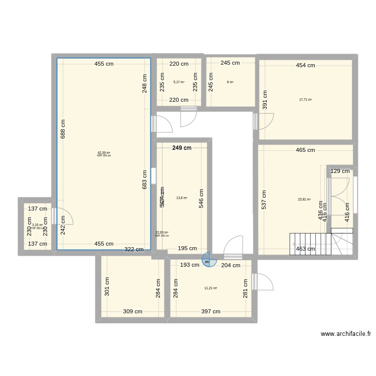 fromagerie. Plan de 9 pièces et 146 m2