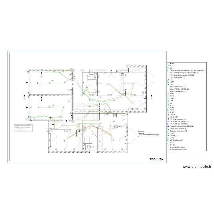 RDC - ECLAIRAGE CABLAGE. Plan de 0 pièce et 0 m2