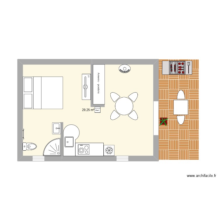 Studio 30m2 2. Plan de 1 pièce et 29 m2