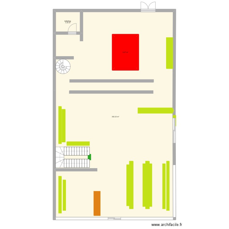 rdc floore . Plan de 3 pièces et 221 m2