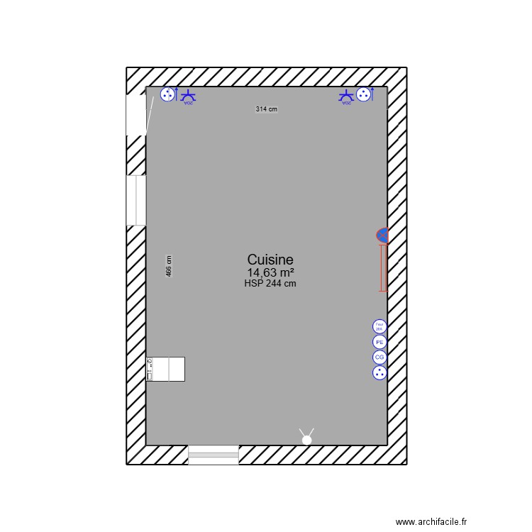 Ma cuisine. Plan de 1 pièce et 15 m2