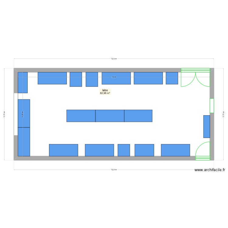 labo extension. Plan de 1 pièce et 63 m2