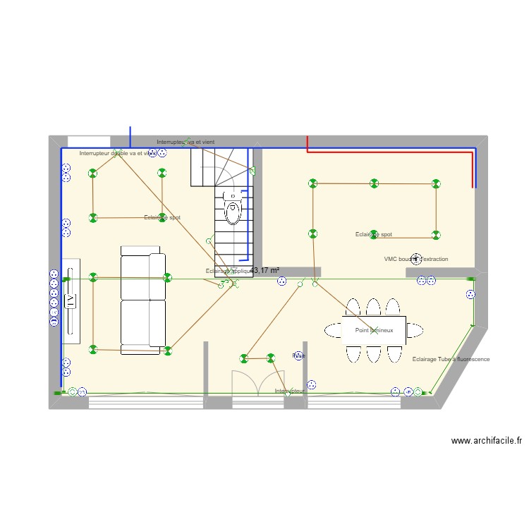 PLAN MAISON PERSO. Plan de 1 pièce et 43 m2