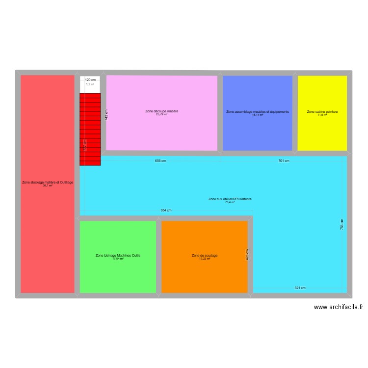 Plan Atelier KAIZEN. Plan de 8 pièces et 203 m2