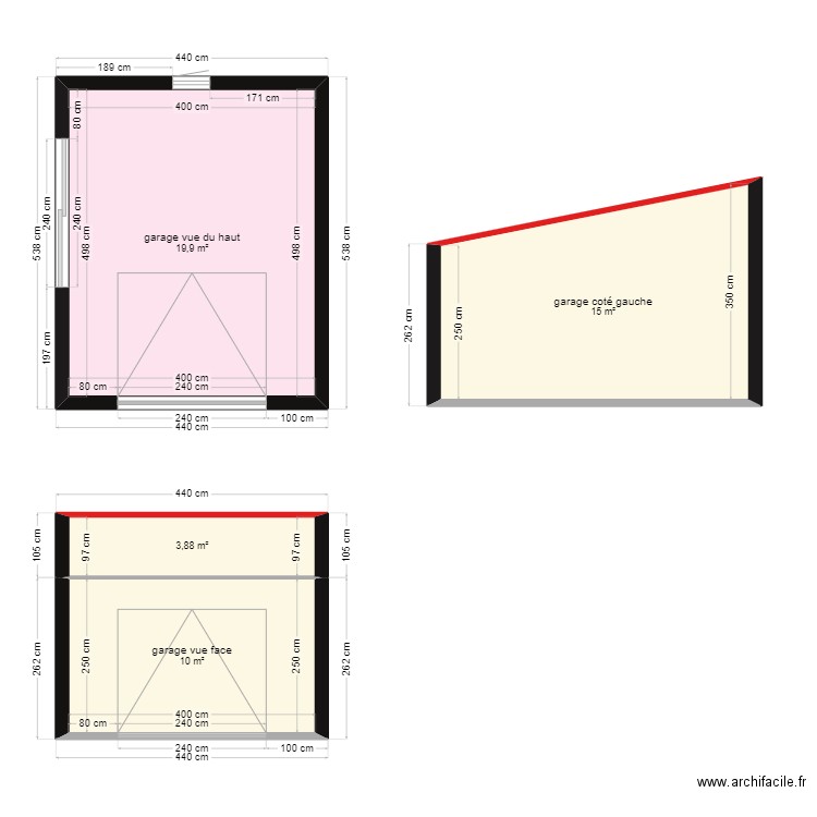 Garage Laveyron. Plan de 4 pièces et 49 m2