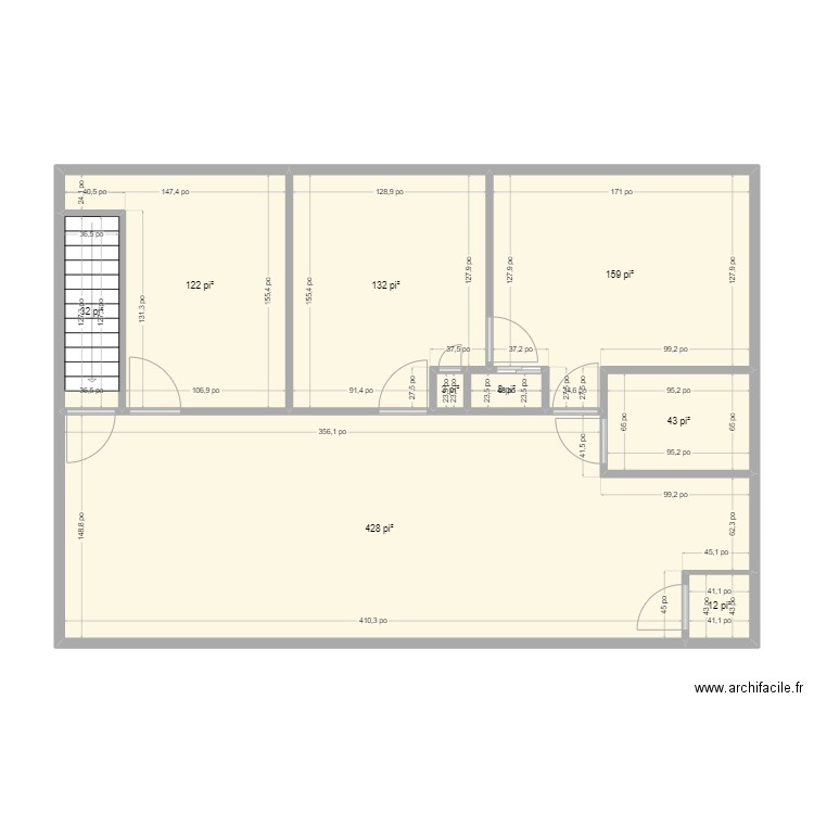 M. Poirier. Plan de 9 pièces et 87 m2