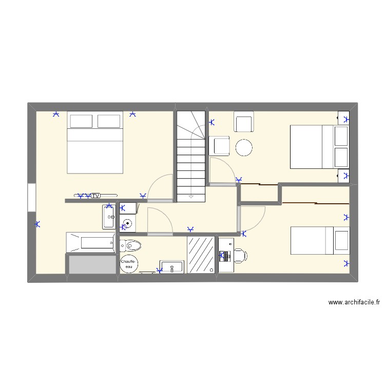 PAM HC etage TC1. Plan de 6 pièces et 50 m2