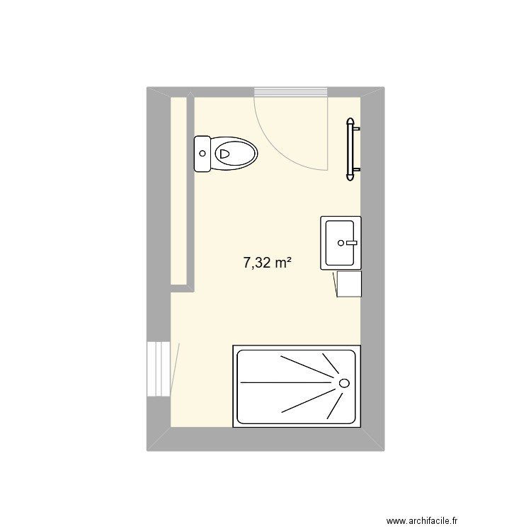 salle de bain Paul et Mimi. Plan de 1 pièce et 7 m2