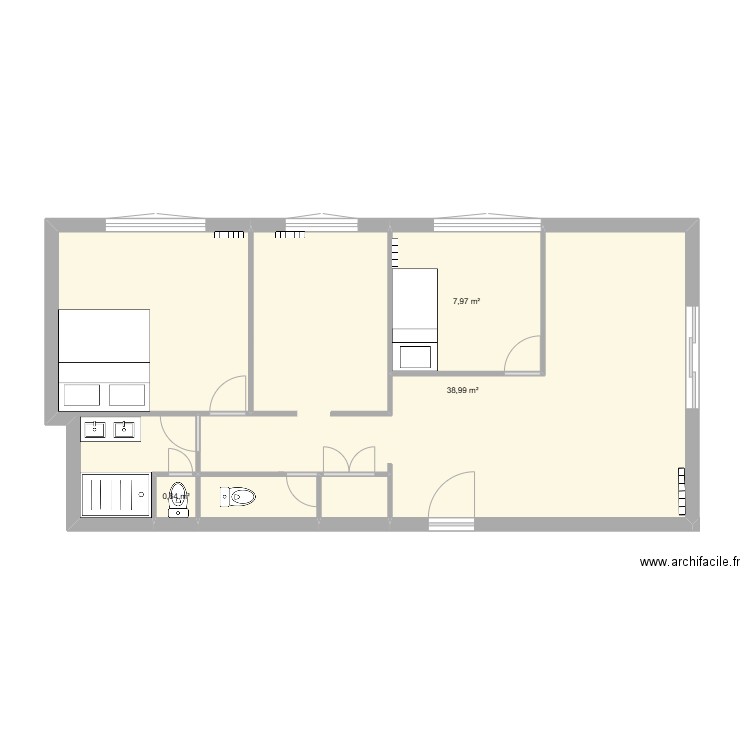 pat3. Plan de 5 pièces et 66 m2