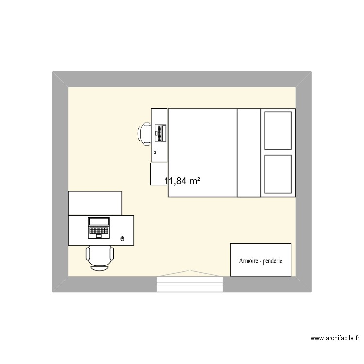 chambre prop 1. Plan de 1 pièce et 12 m2