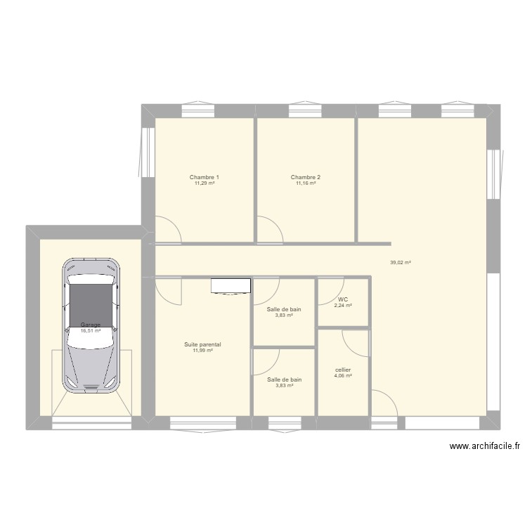 maison I2D. Plan de 9 pièces et 104 m2