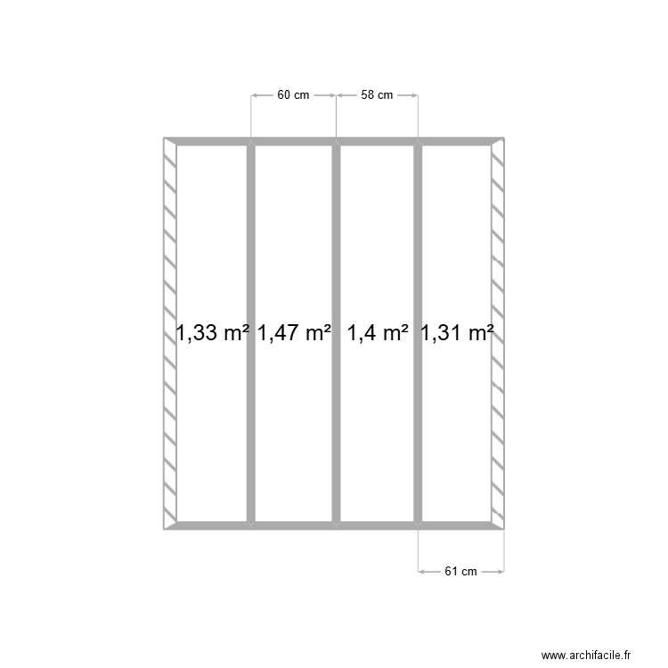 ossature bois. Plan de 4 pièces et 6 m2