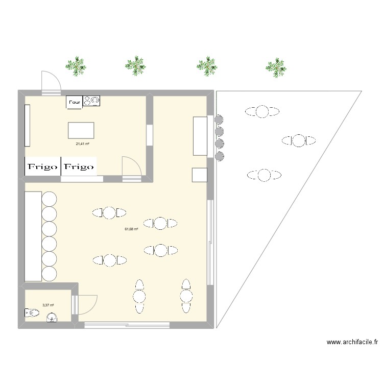 POOL HOUSE. Plan de 3 pièces et 86 m2