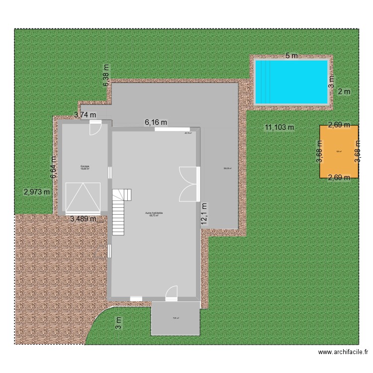 plan de masse final v2. Plan de 5 pièces et 160 m2