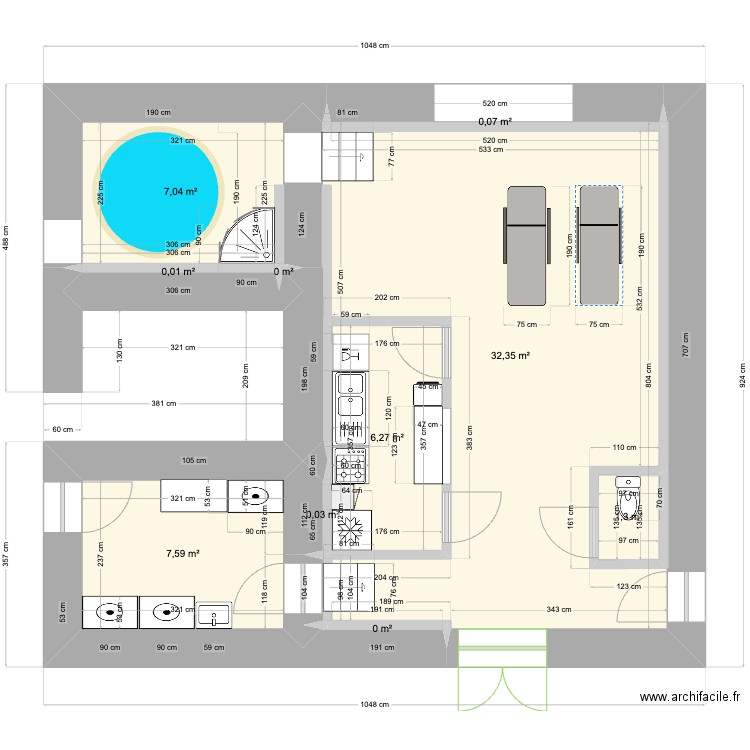 dependance 3. Plan de 10 pièces et 55 m2