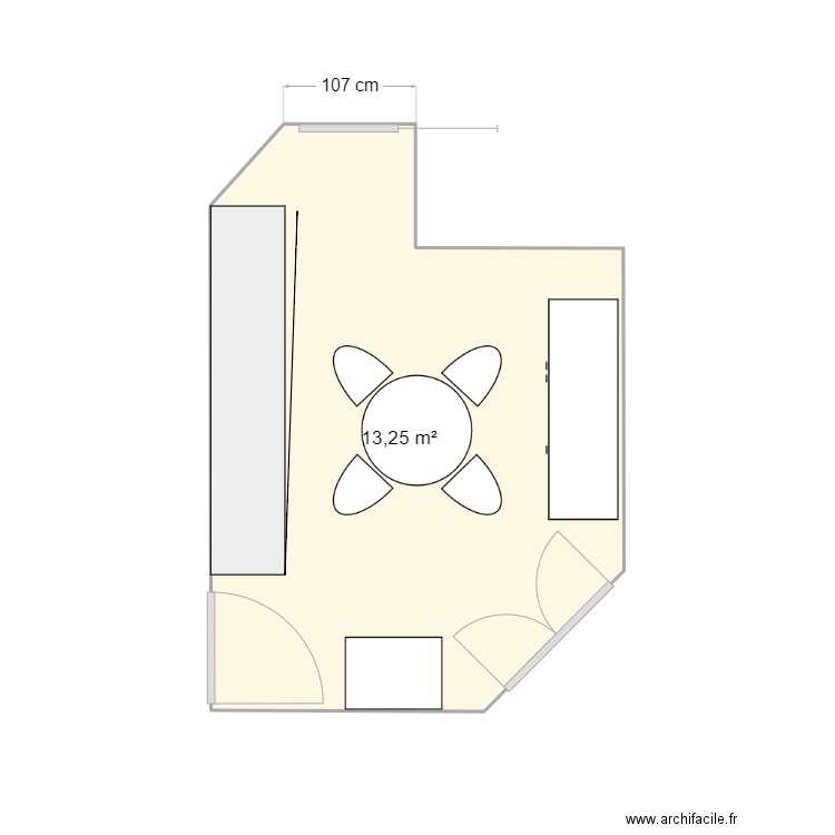 Cuisine 1. Plan de 1 pièce et 13 m2