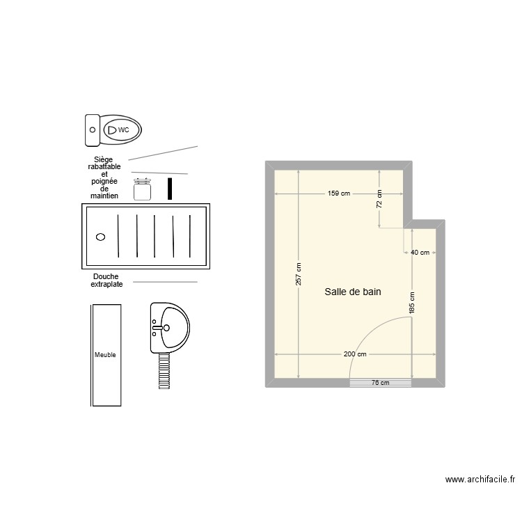 HERMANO SDB adaptation. Plan de 1 pièce et 5 m2