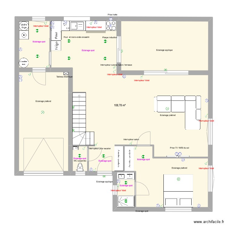 Plan 1. Plan de 2 pièces et 110 m2