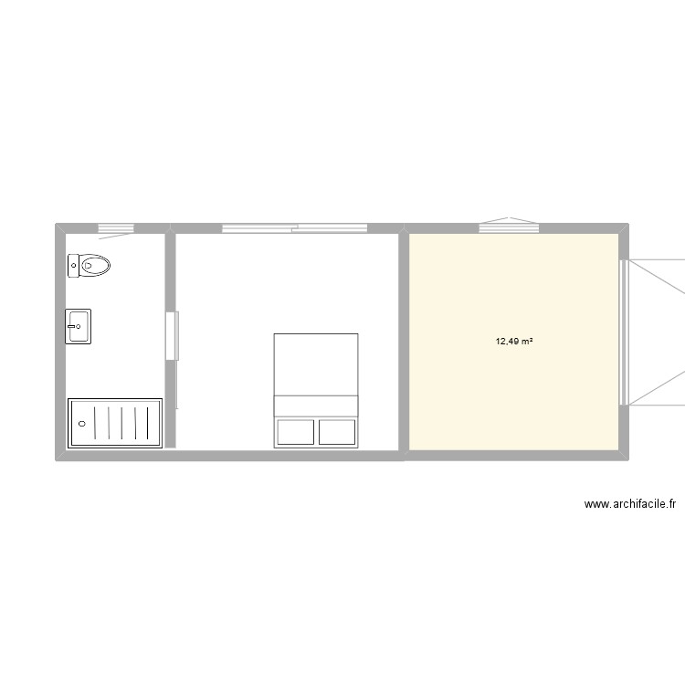 studio jardin. Plan de 1 pièce et 12 m2