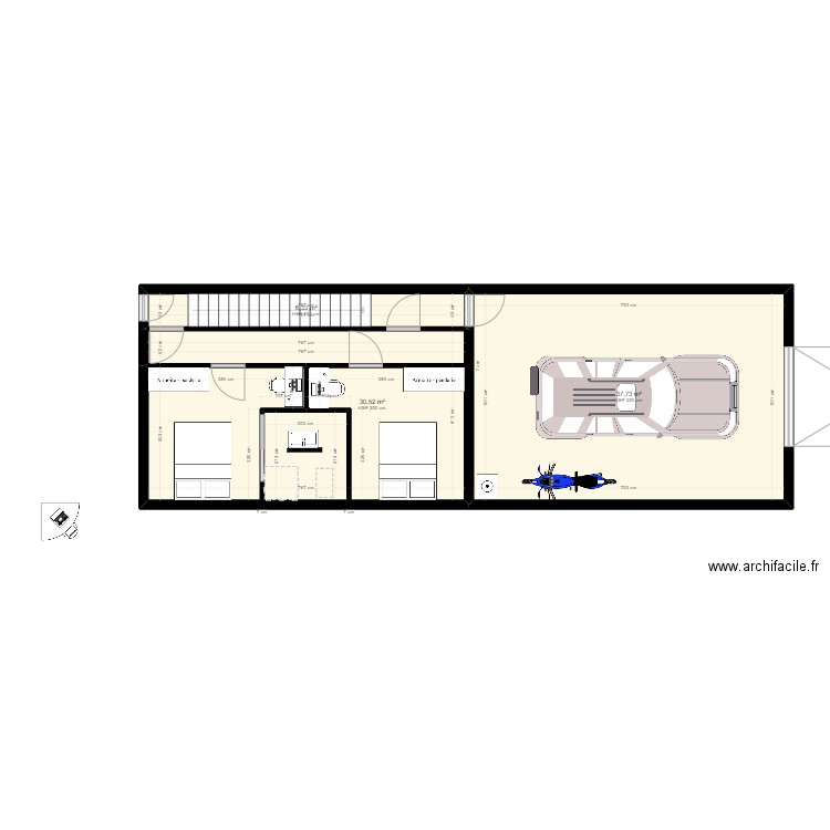 maison sigean. Plan de 3 pièces et 75 m2