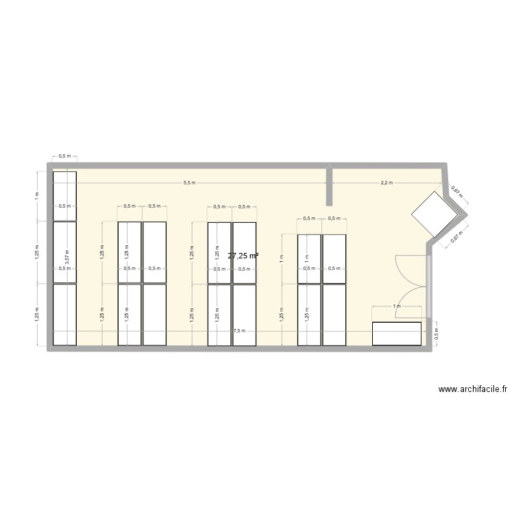 Stock V3. Plan de 1 pièce et 27 m2