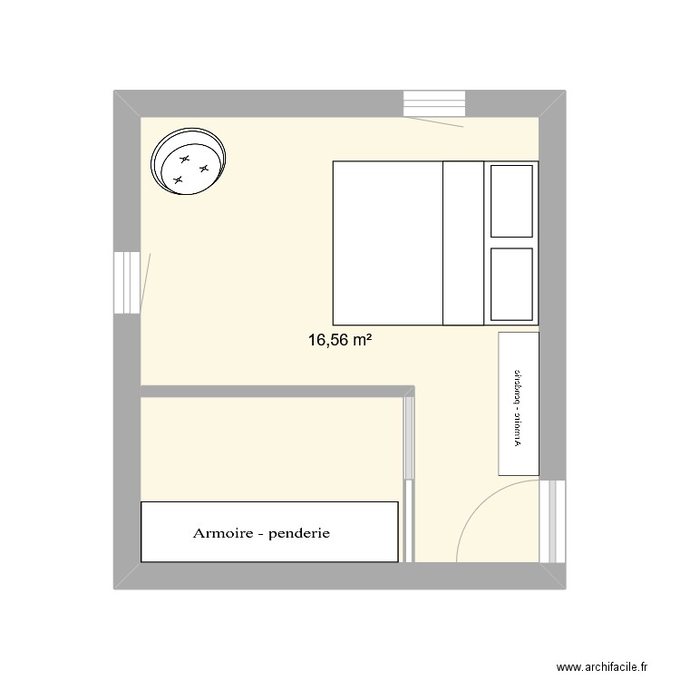 chambre parents V2. Plan de 1 pièce et 17 m2