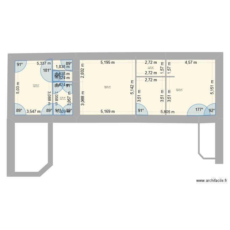 Maison du ROC. Plan de 6 pièces et 91 m2