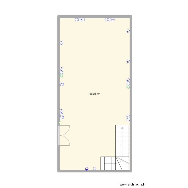 sous-sol-dragui. Plan de 1 pièce et 38 m2