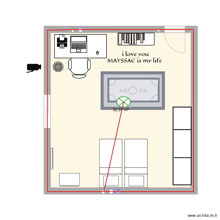 skidayooo. Plan de 1 pièce et 33 m2