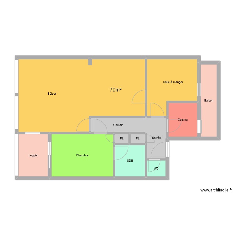 Général Franiatte. Plan de 12 pièces et 74 m2