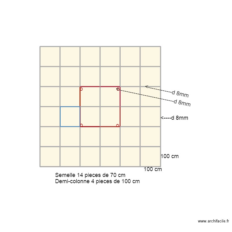 semelle 4 hangars. Plan de 36 pièces et 9 m2