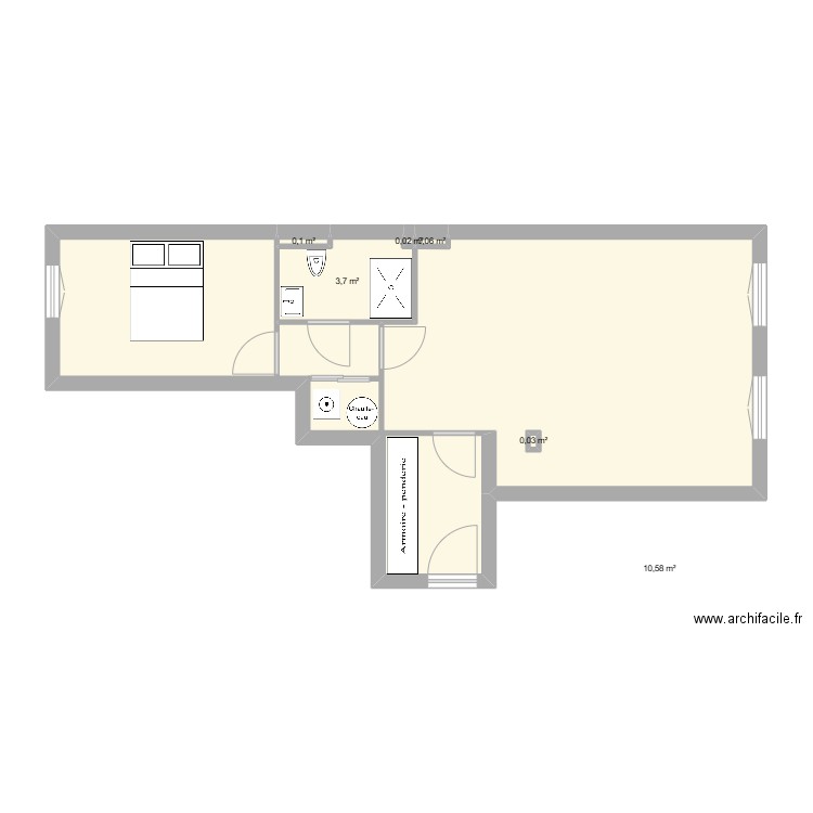 Clamart, existant. Plan de 6 pièces et 33 m2