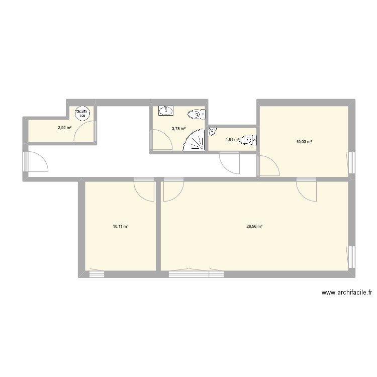 Duc de Guise. Plan de 6 pièces et 55 m2