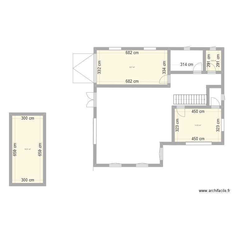 Plan maison Mustafa Algerie RDC. Plan de 4 pièces et 60 m2