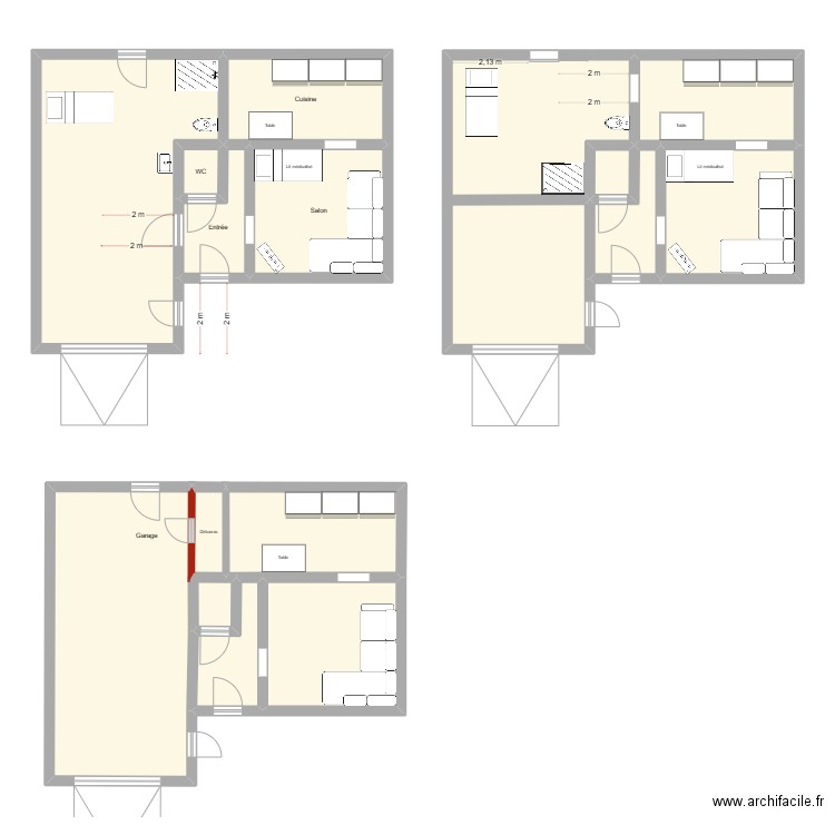 Justine Che. Plan de 15 pièces et 177 m2