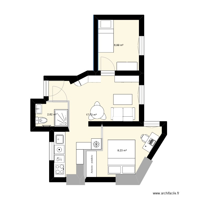 14 fidélité modif 2. Plan de 4 pièces et 37 m2