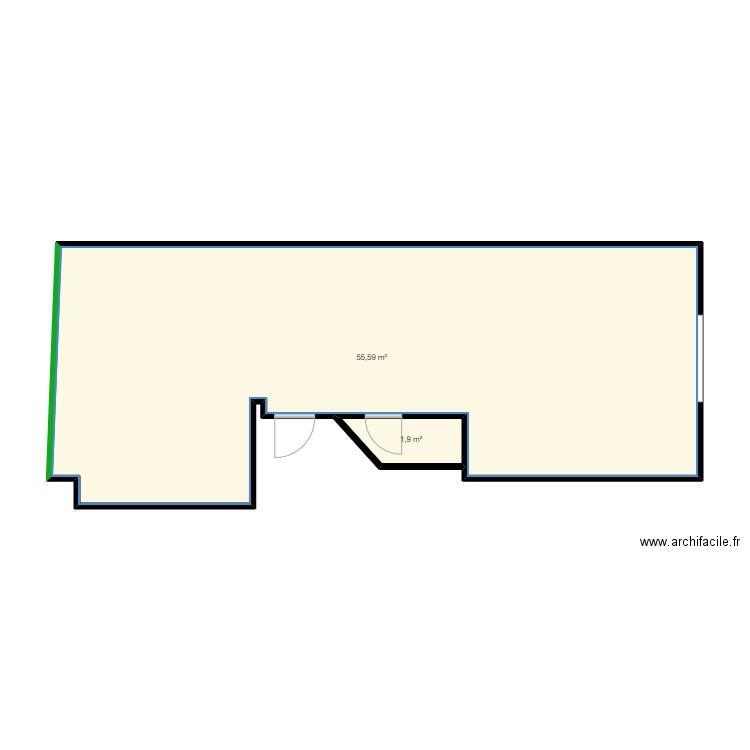 le chantilly. Plan de 2 pièces et 57 m2