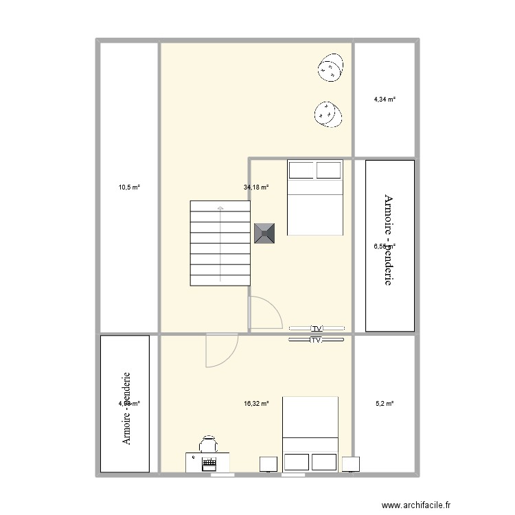 haut maison. Plan de 7 pièces et 82 m2