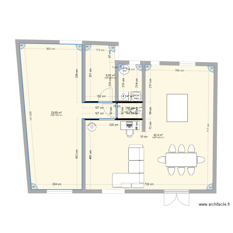 Plan de base 2. Plan de 4 pièces et 82 m2