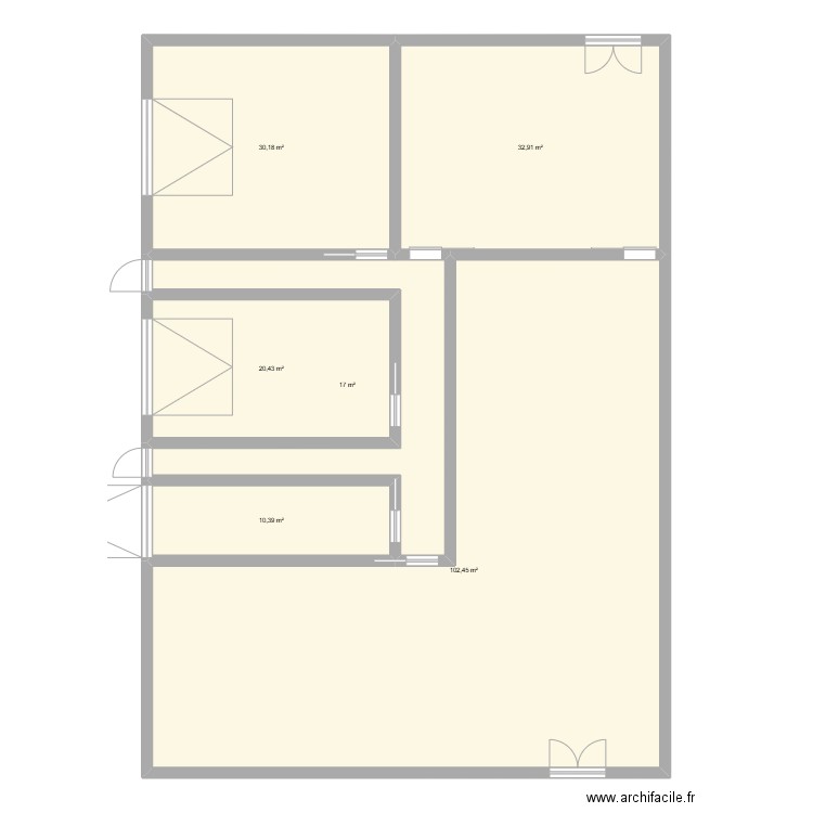 Brake smach. Plan de 6 pièces et 213 m2